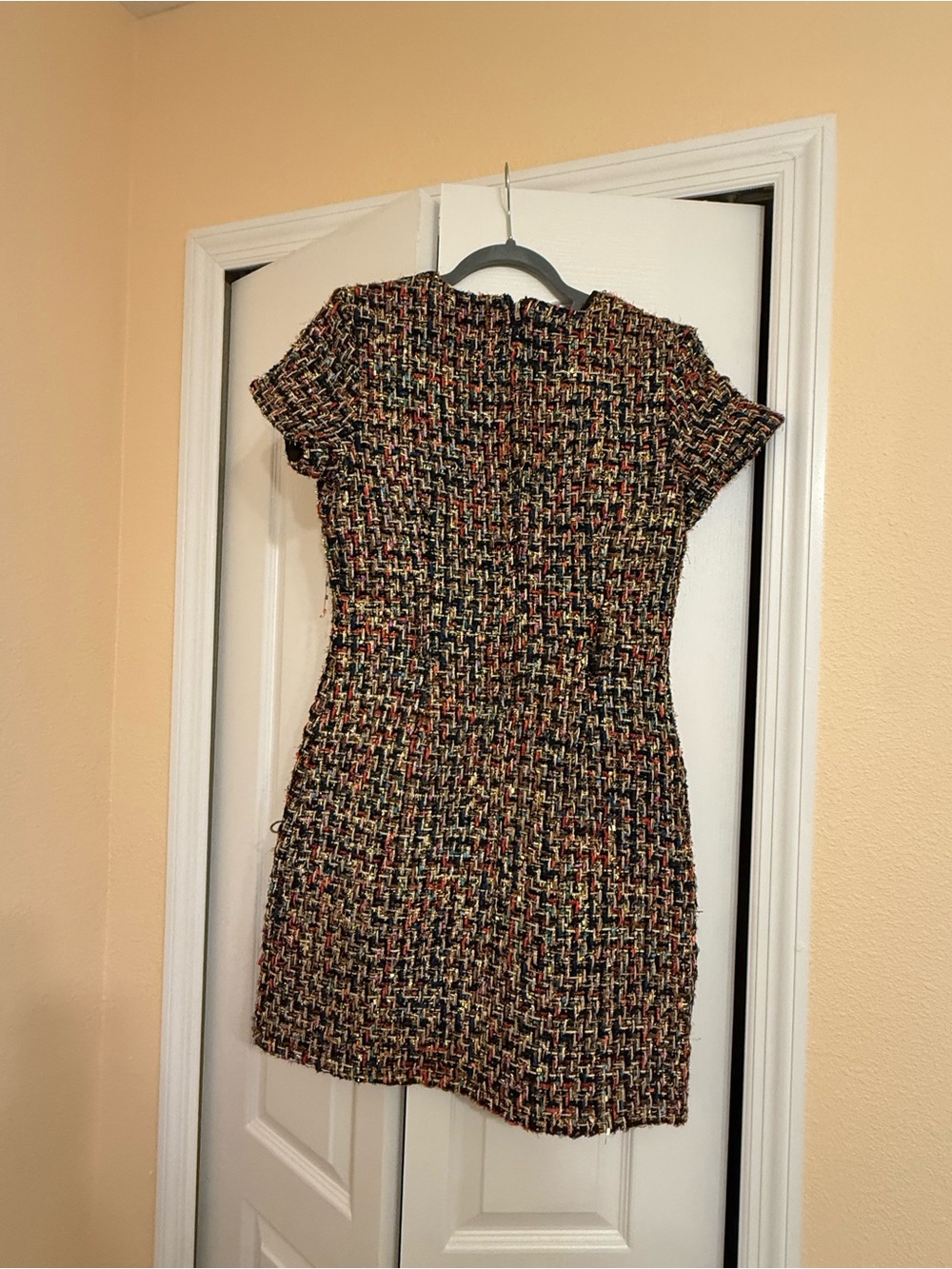 Textured Multicolor Tweed Shift Dress - Women's
